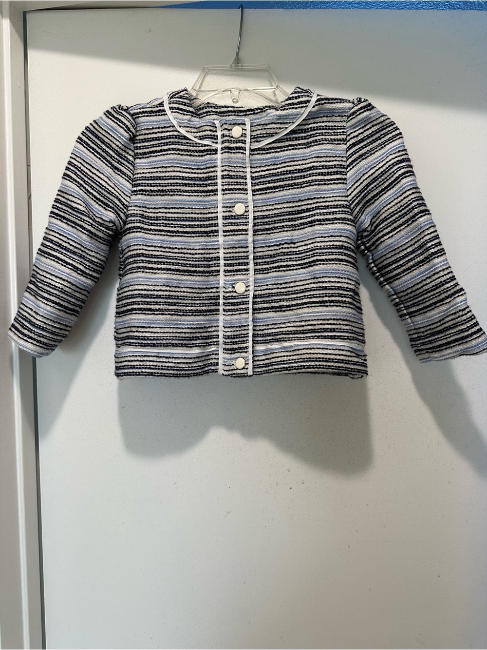 Janie and Jack Navy and White Striped Knit Cardigan Kids Size 8